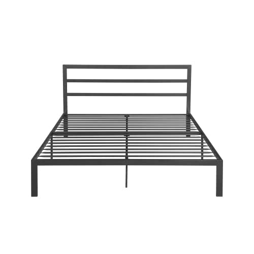 14 Inch Queen Size Black Metal Platform Bed with Spindle Headboard R51016