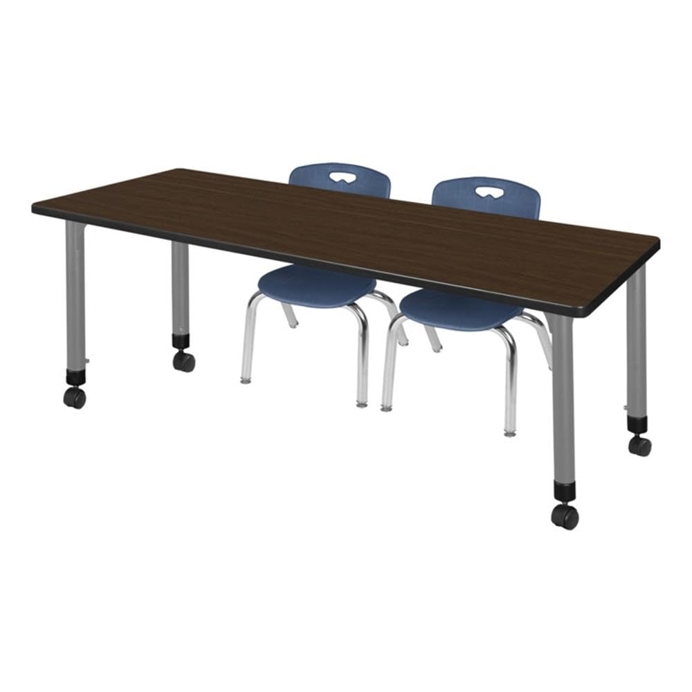 Mobile Rectangular Table with 2 Stack Chairs F7826