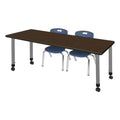 Mobile Rectangular Table with 2 Stack Chairs F7826