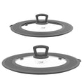 Set of 2 Vented Tempered Glass Universal Lid with Silicone, Light Grey C1250