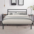 14 Inch Queen Size Black Metal Platform Bed with Spindle Headboard R51016
