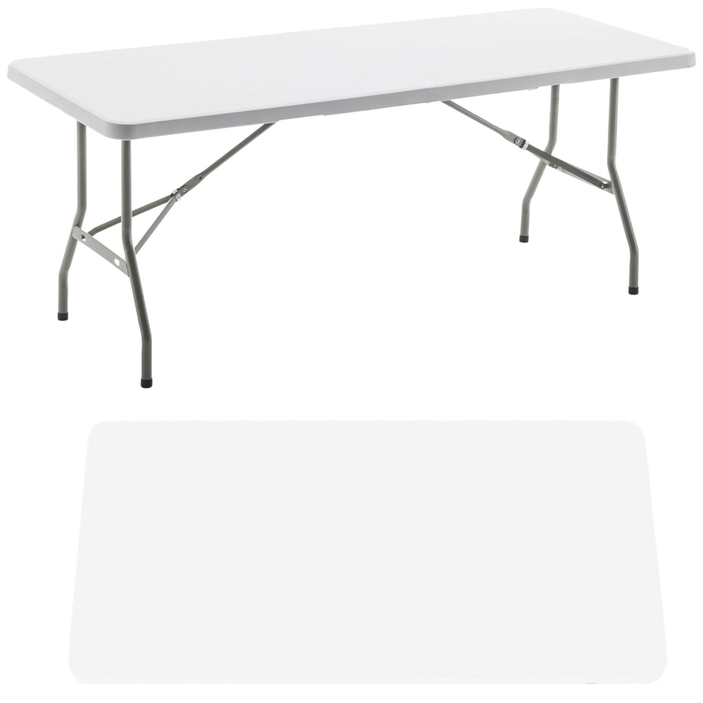 White Plastic Folding Table 6 Ft Heavy Duty Portable W88667