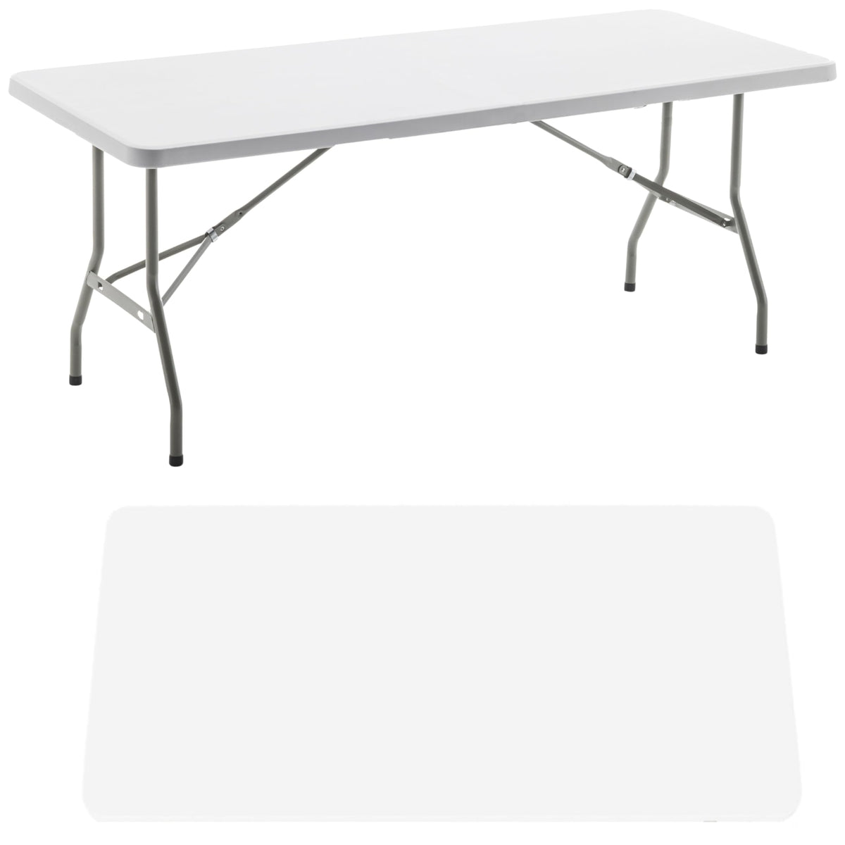 White Plastic Folding Table 6 Ft Heavy Duty Portable W88667