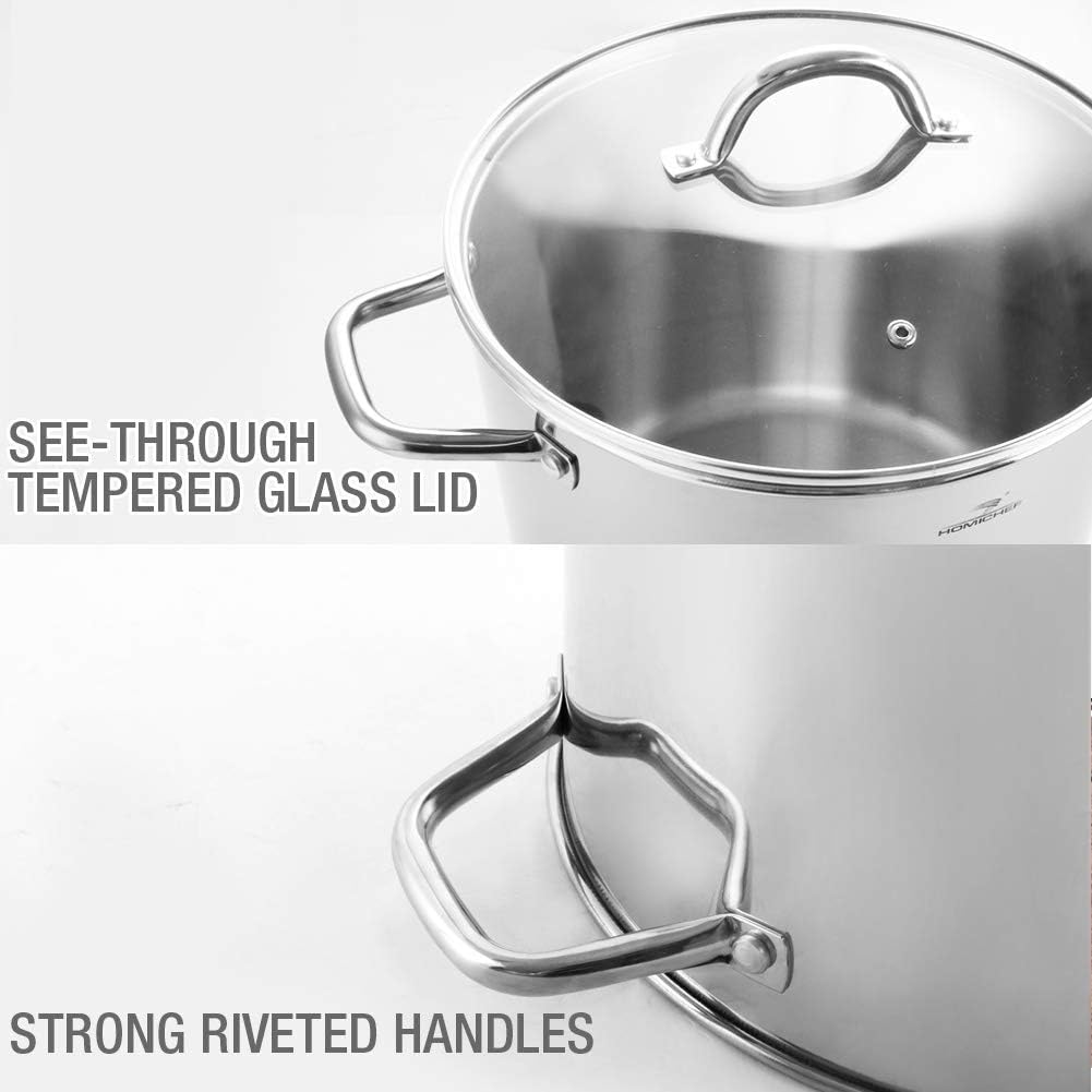 10 Quart Stainless Steel Stock Pot with Glass Lid O966