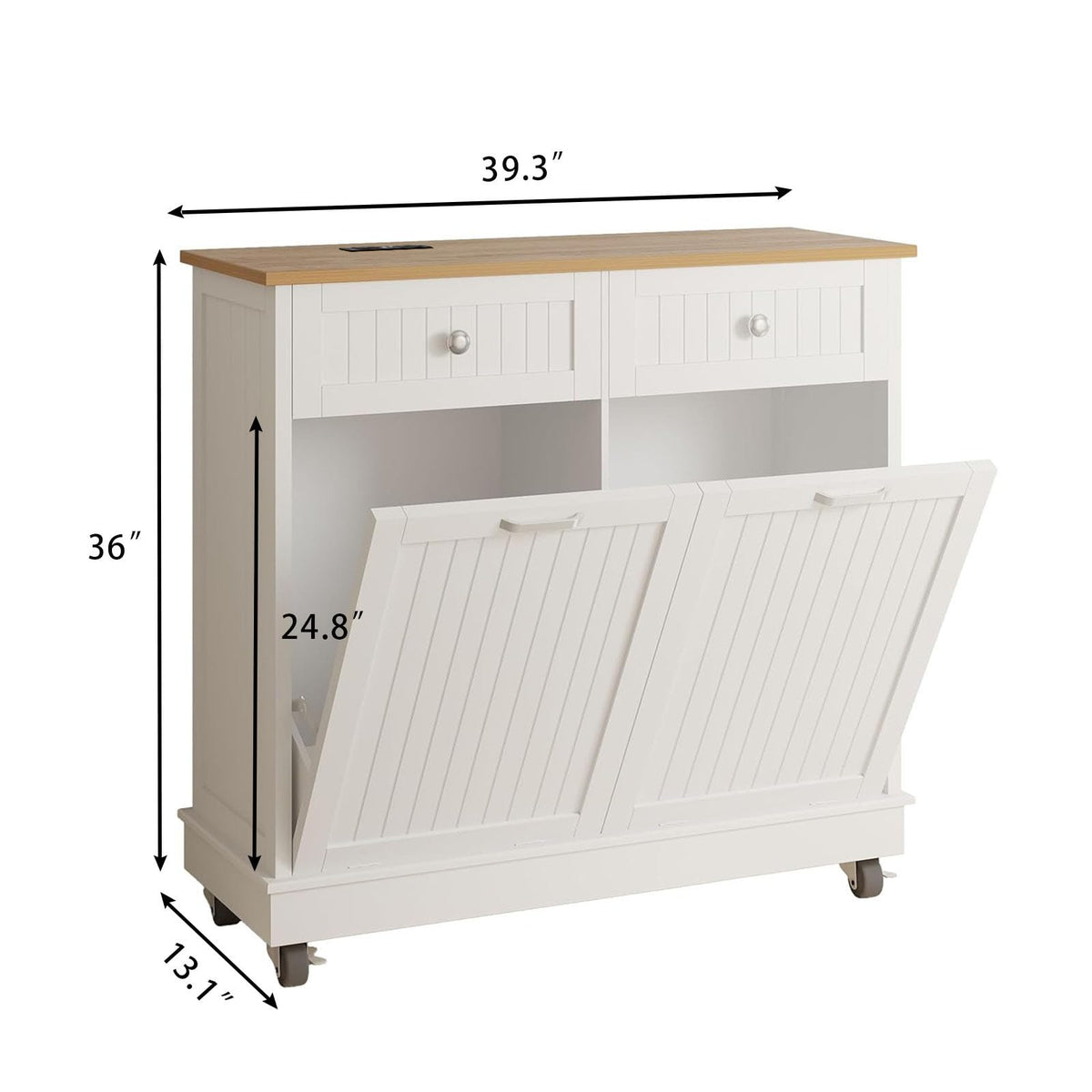 White 20 Gallon Tilt Out Trash Cabinet with Drawer Z40426