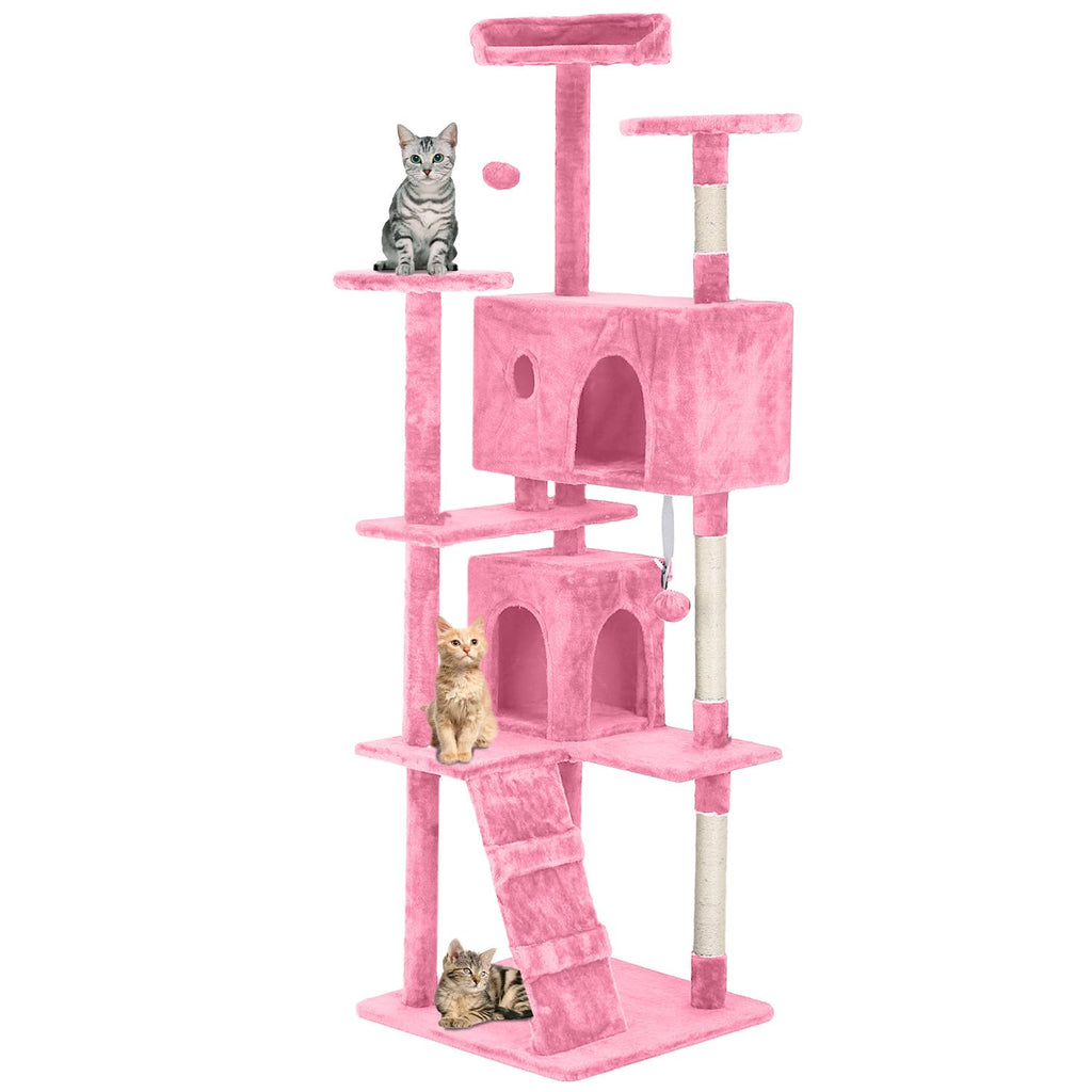 70in Pink Cat Tree with Scratching Post M462