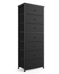 Tall Fabric 7 Drawer Dresser with Steel Frame Wood Top E11485
