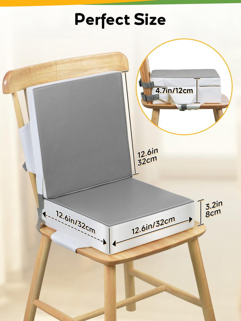 Grey Toddler Booster Seat for Kitchen Chair I998