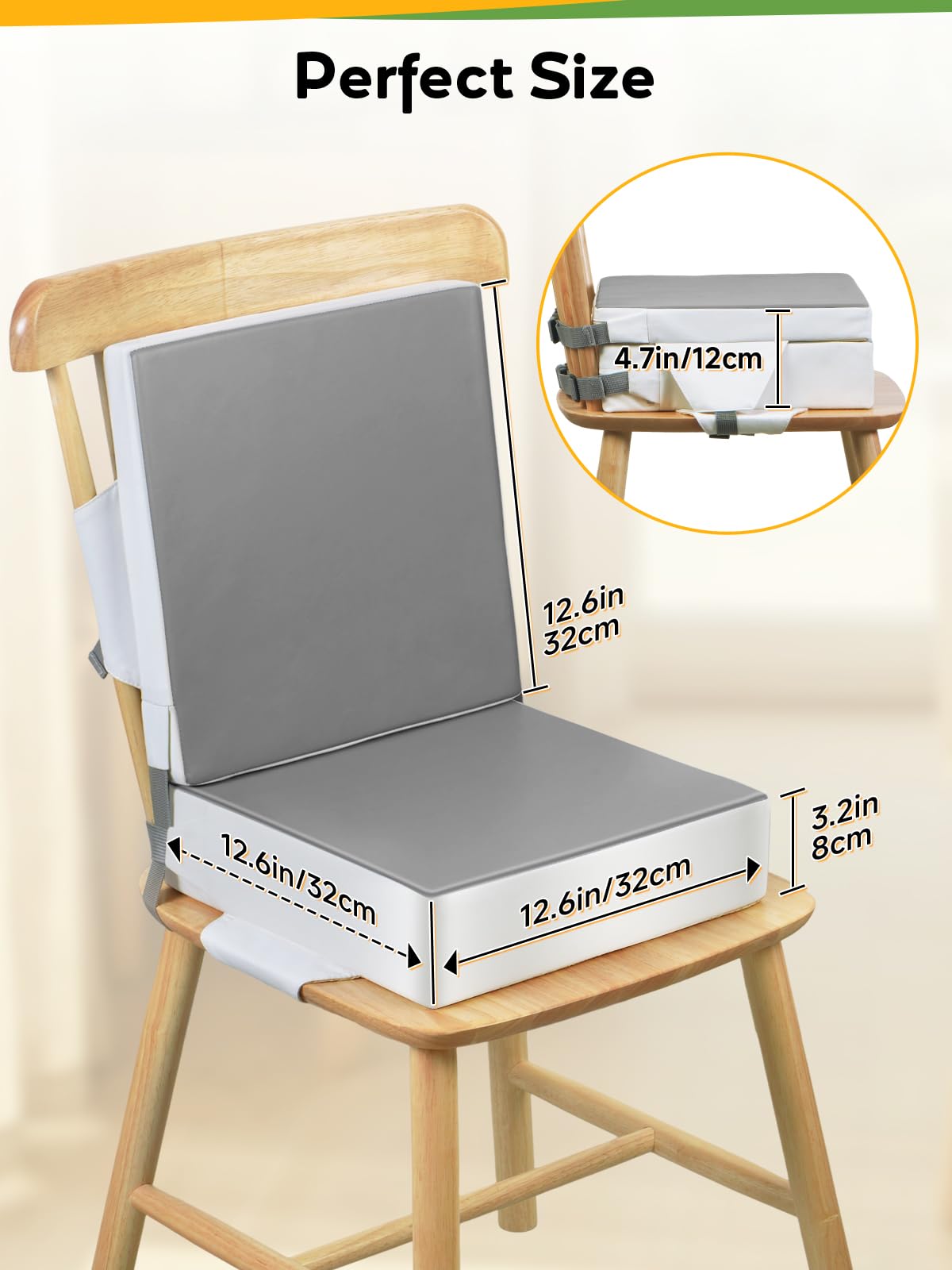 Grey Toddler Booster Seat for Kitchen Chair I998