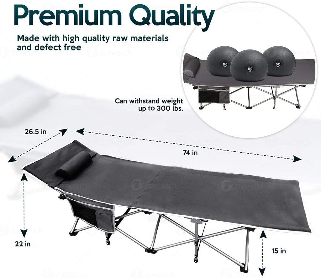 Folding Lightweight Portable Heavy Duty Travel Cot with Large Pocket P5806