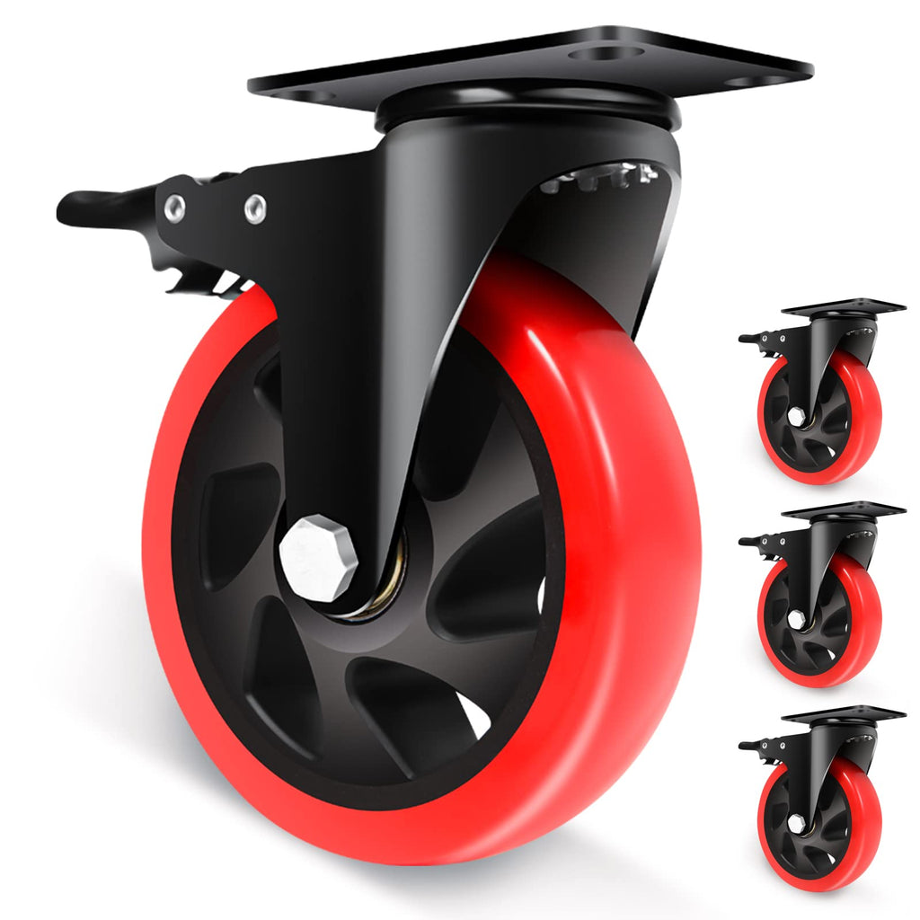 5 Inch Swivel Caster Wheel Set of 4 with Brake J19636