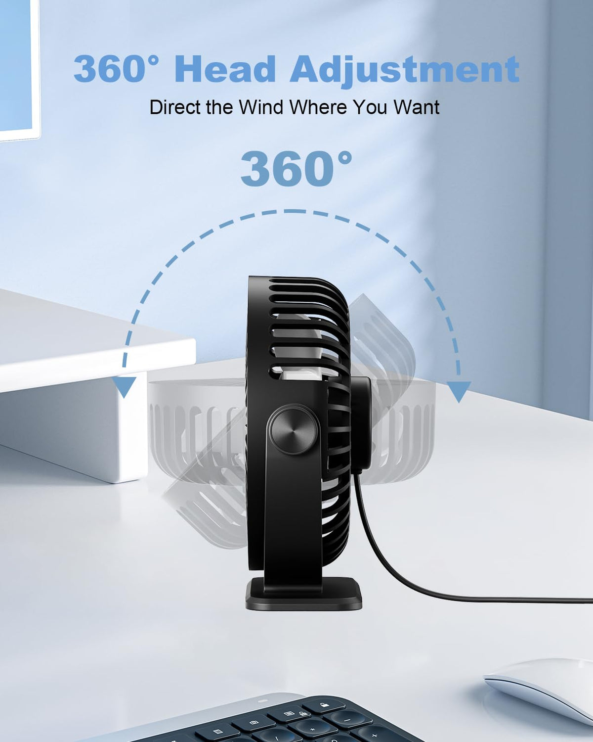Black 2 Pack USB Powered Mini Desk Fan Q85234
