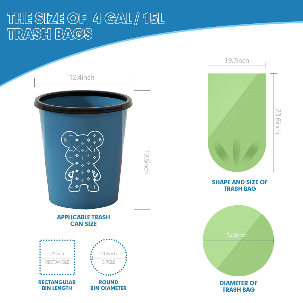 4 Gallon Biodegradable Extra Thick Small Trash Bags T646688