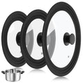 3 Pc Tempered Glass Pot Lids with Silicone Rim U115026