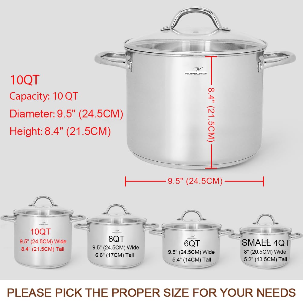 10 Quart Stainless Steel Stock Pot with Glass Lid O966