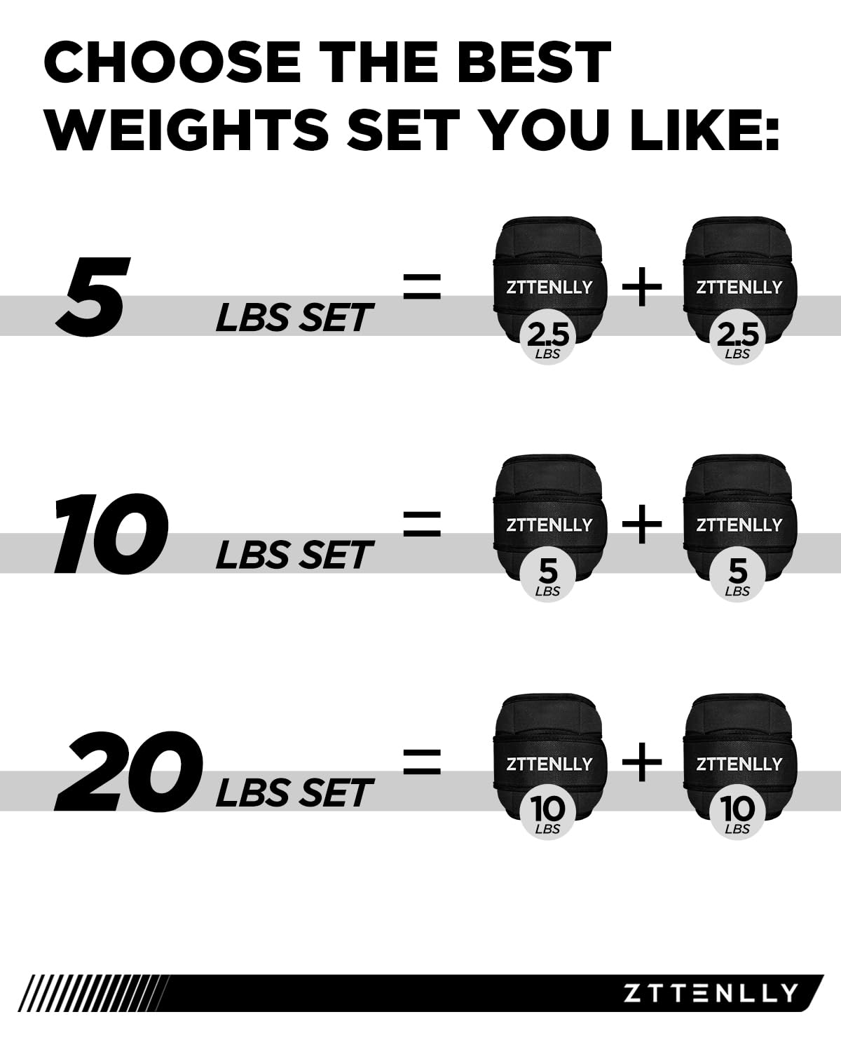 Adjustable Ankle Weights 1 Pair 5 10 15 18 20 Lbs B390084