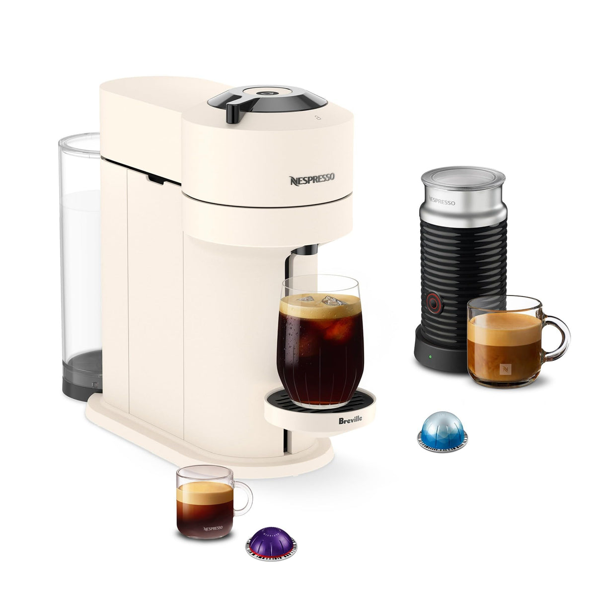 White Coffee Machine with Milk Frother N25642