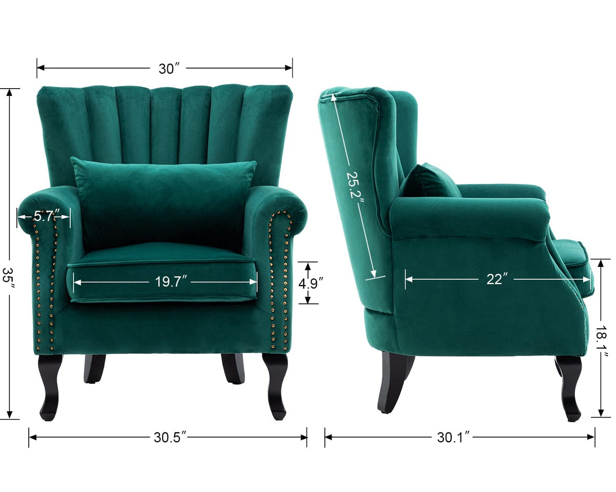 Velvet Accent Chairs Set of 2 Green J21008