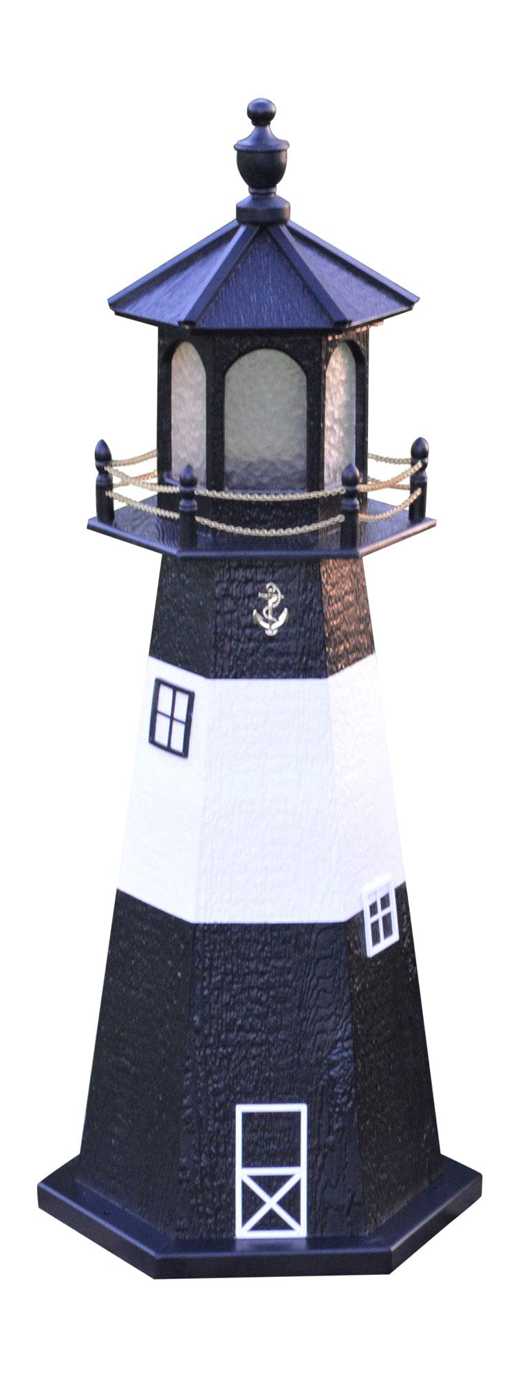 Amish-Made 48" Tall Outdoor Lighthouse with Solar LED Light L41838