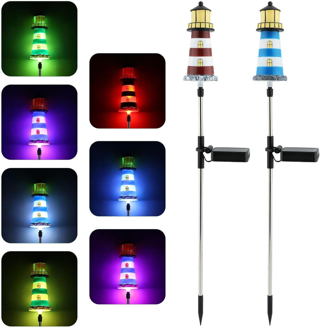 Solar Lighthouse, 2 PCS, 7 Colors Changing Q3354