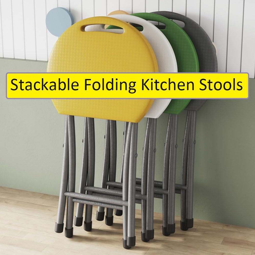 18 Inch Black Folding Stool with Handle V489145