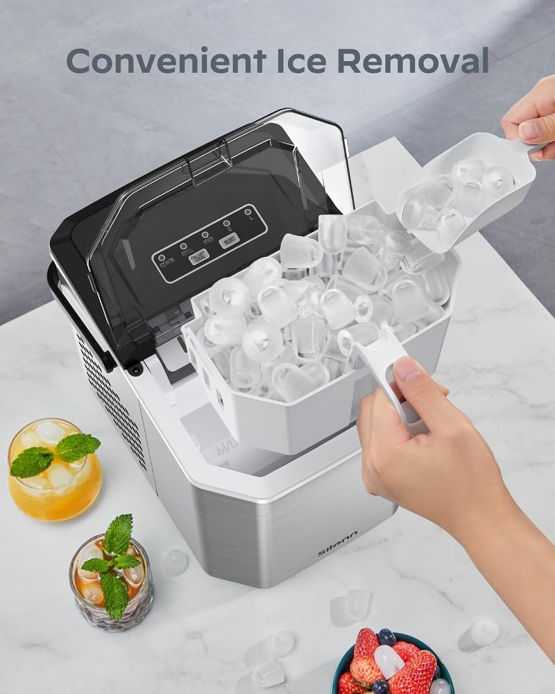 Stainless Steel Portable Countertop Ice Maker with Basket and Scoop K6778