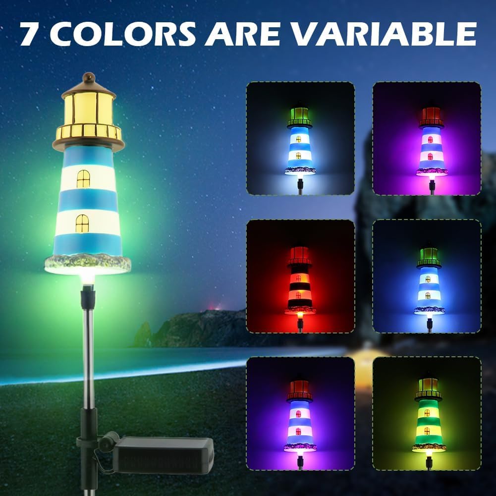 Solar Lighthouse, 2 PCS, 7 Colors Changing Q3354