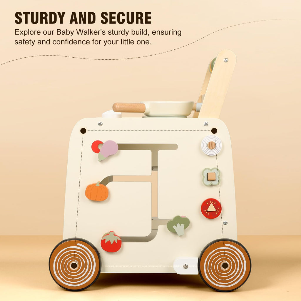 Wooden Baby Push Walker with Pretend Kitchen T607699