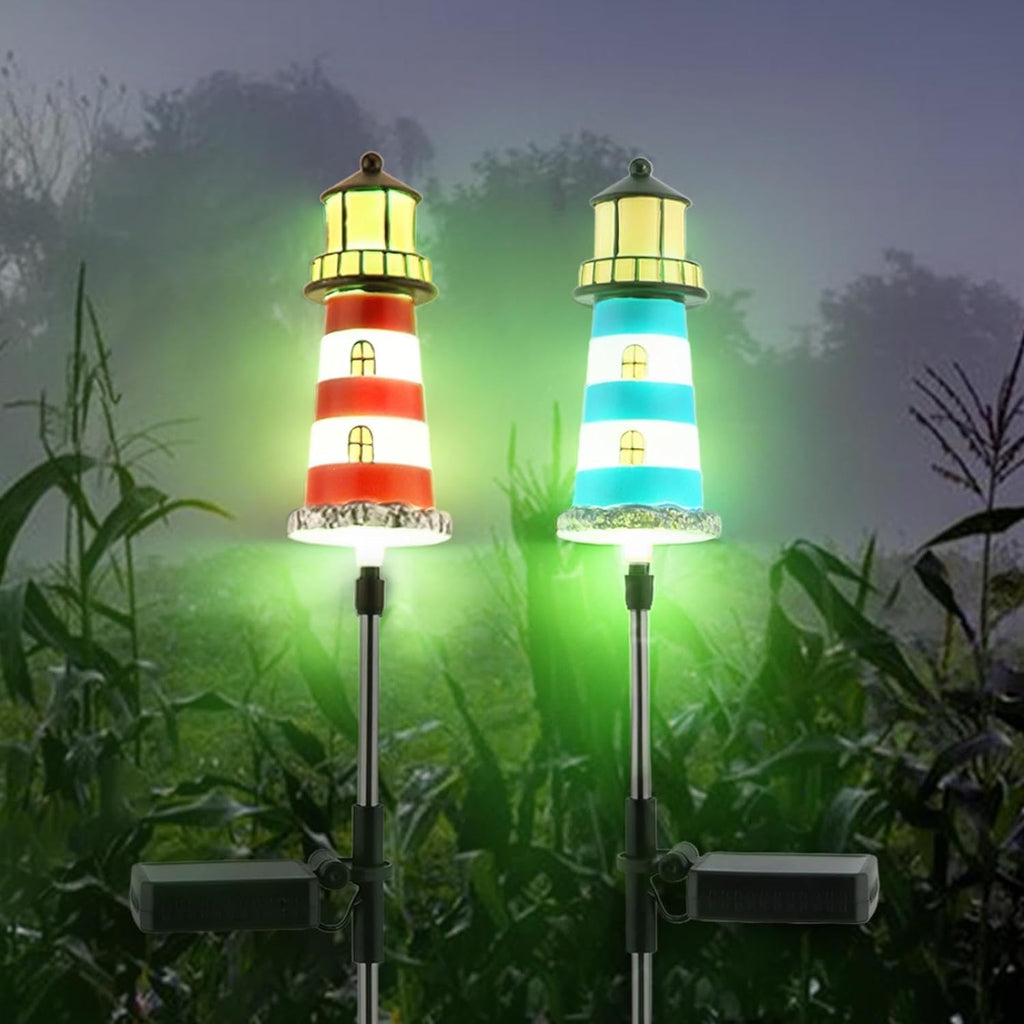 Solar Lighthouse, 2 PCS, 7 Colors Changing Q3354