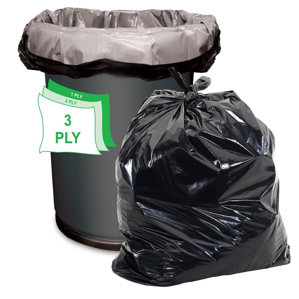 42 Gallon Black Heavy Duty Trash Bags, Pack of 100 B81333