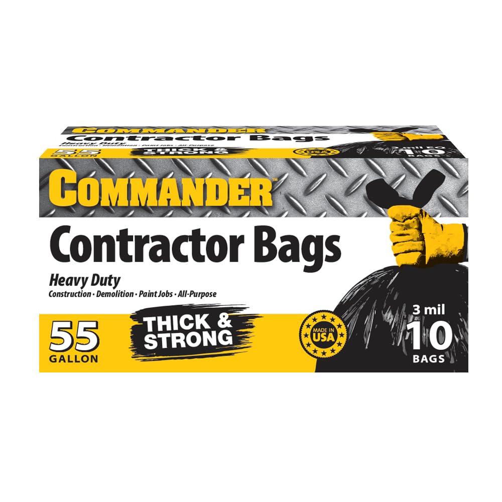 55 Gallon Heavy Duty Contractor Bags with Flap Ties, Pack of 10 P337666
