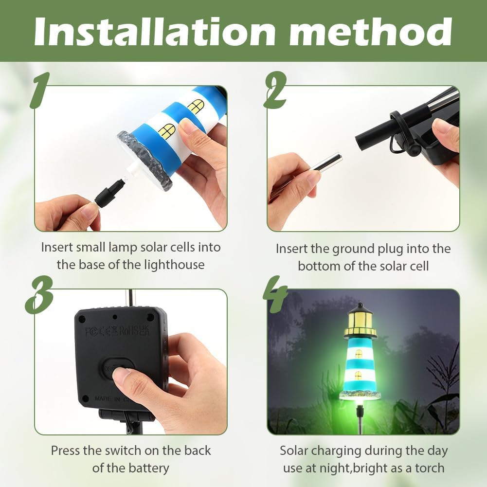 Solar Lighthouse, 2 PCS, 7 Colors Changing Q3354