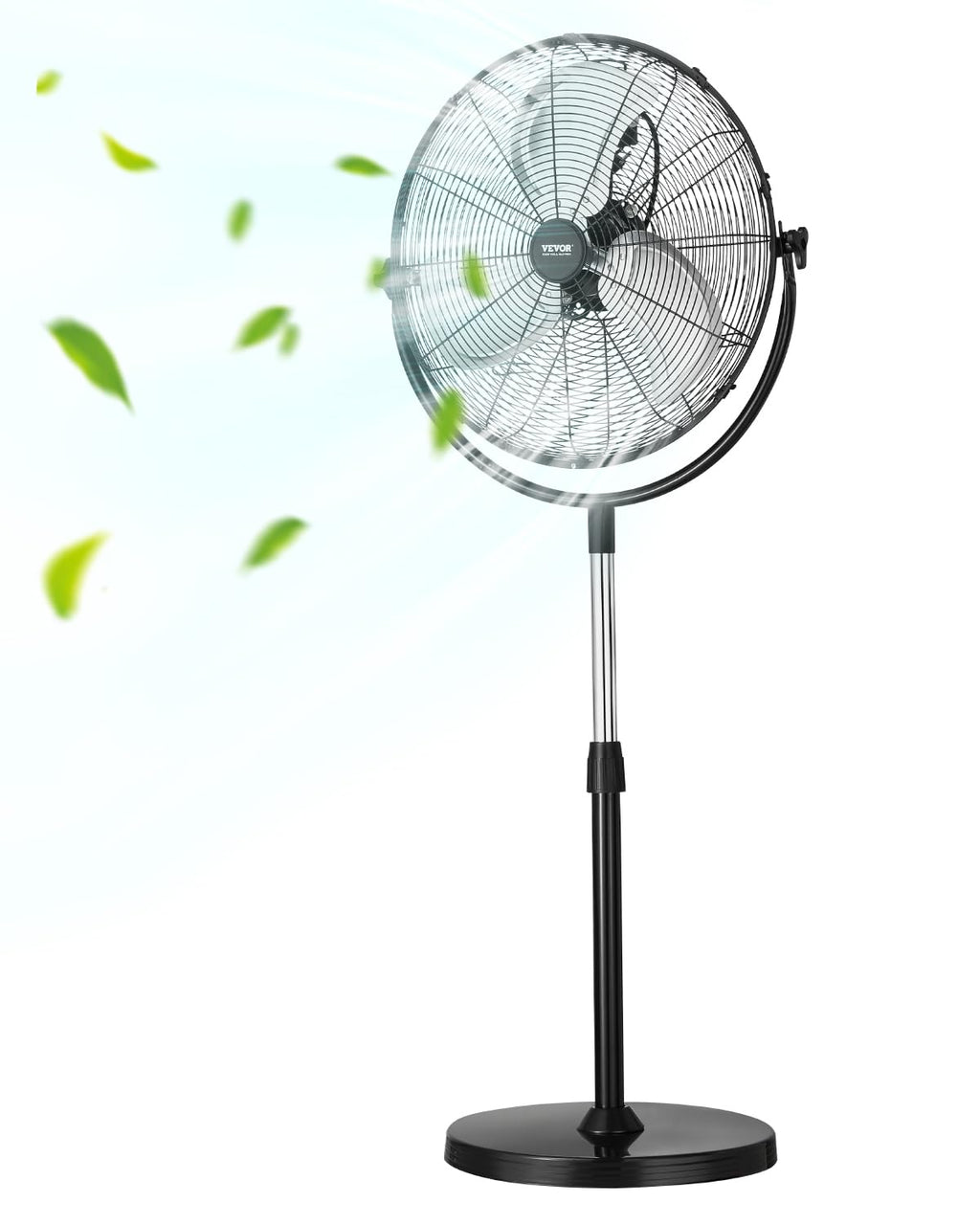 18 Inch Adjustable Height Standing Fan with 3 Speeds, Black V730