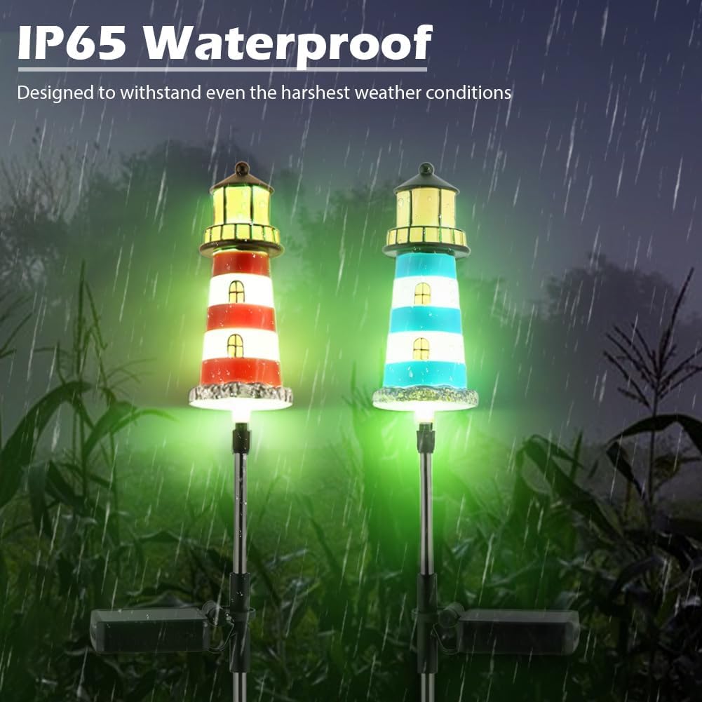 Solar Lighthouse, 2 PCS, 7 Colors Changing Q3354