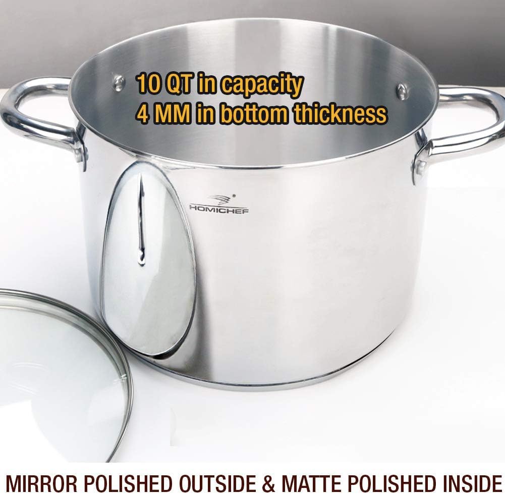 10 Quart Stainless Steel Stock Pot with Glass Lid O966