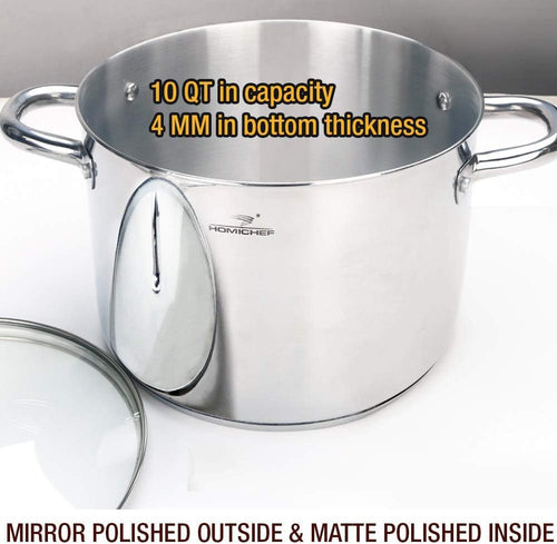 10 Quart Stainless Steel Stock Pot with Glass Lid O966