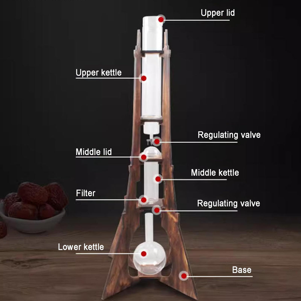 Ice Drip Coffee Maker with Wooden Frame and Glassware S90819