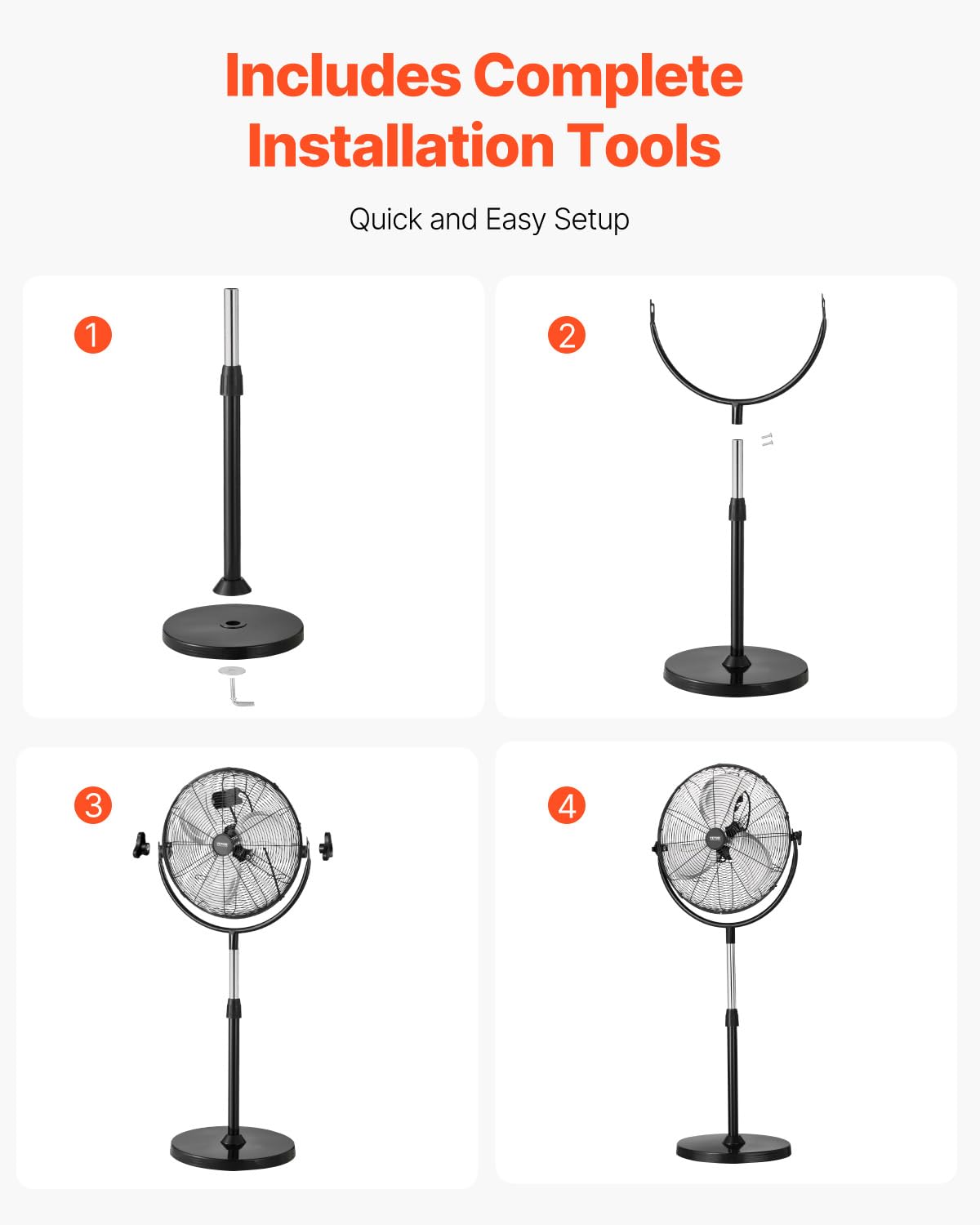 18 Inch Adjustable Height Standing Fan with 3 Speeds, Black V730