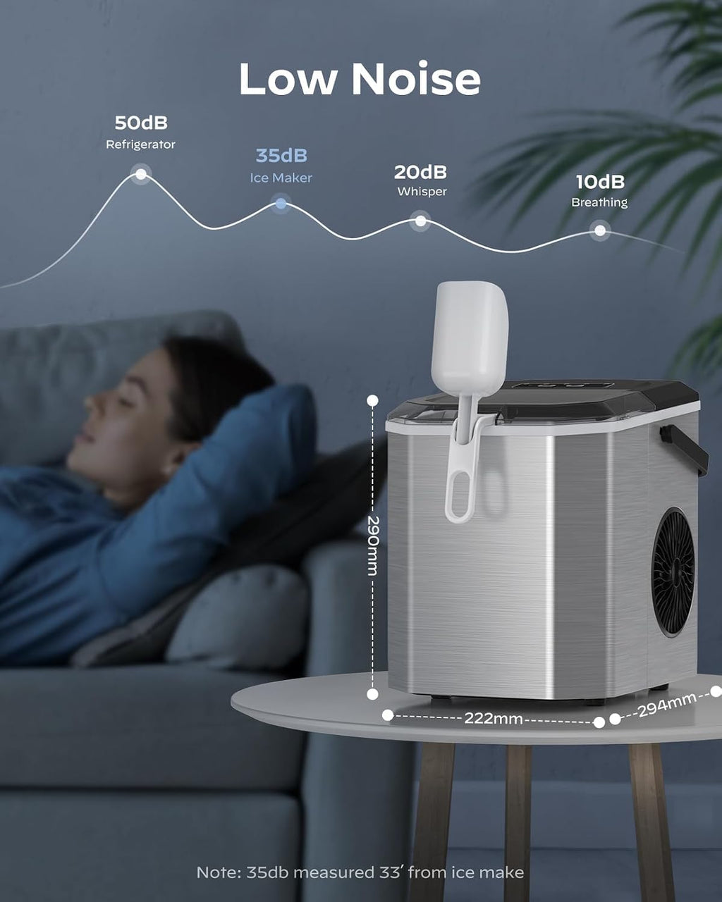 Stainless Steel Portable Countertop Ice Maker with Basket and Scoop K6778