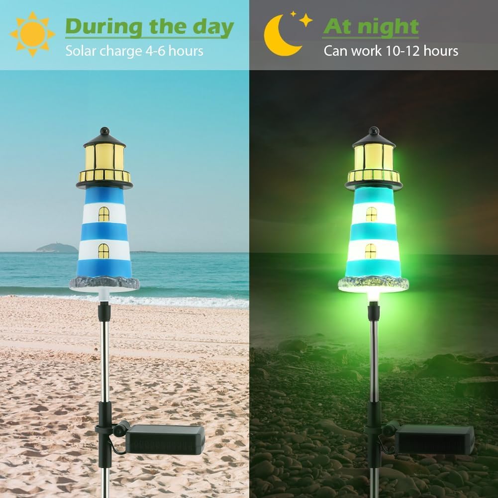 Solar Lighthouse, 2 PCS, 7 Colors Changing Q3354