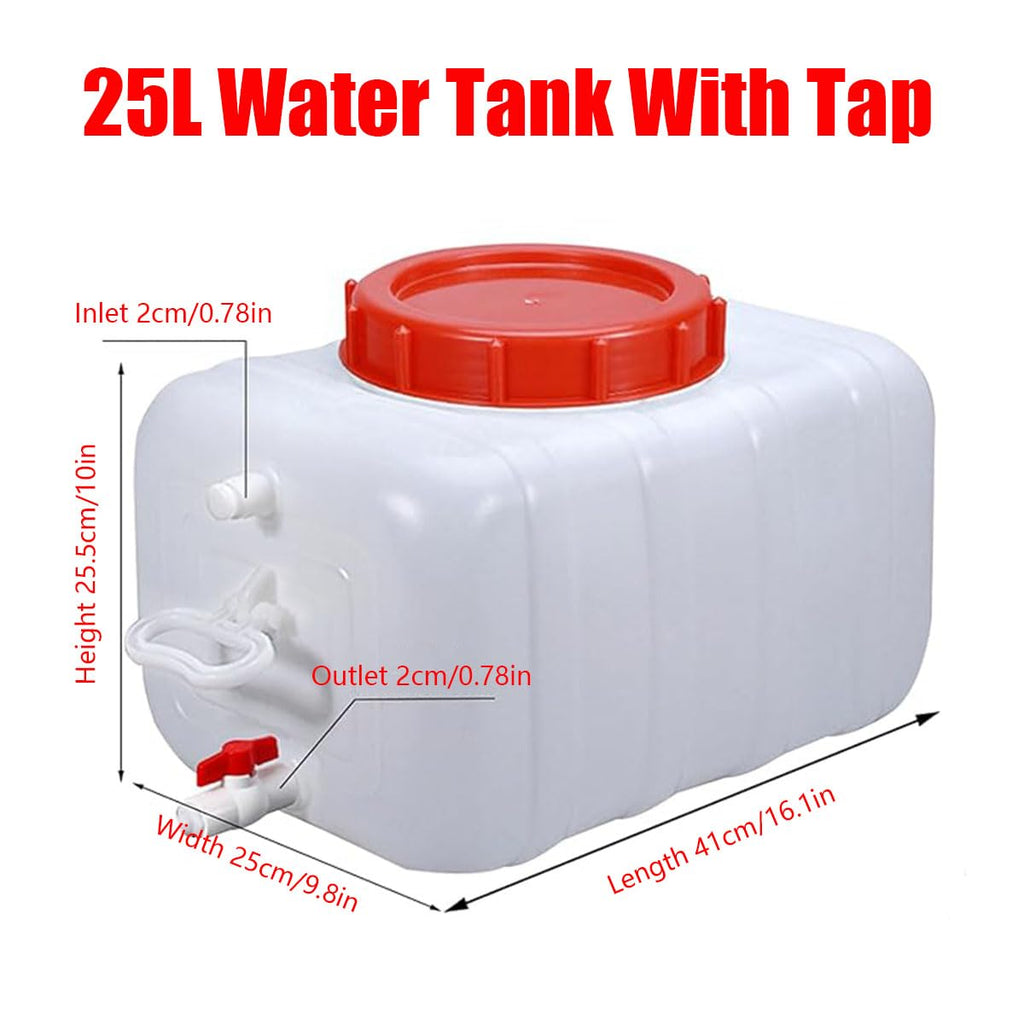 Plastic Water Tank 25L Food-Grade Rectangular with Faucet O492789
