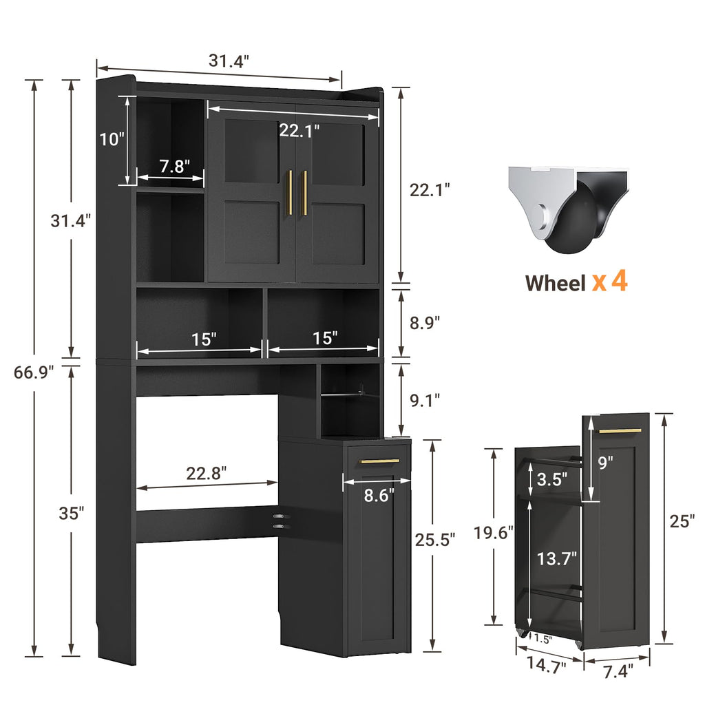 Over The Toilet Storage Cabinet with Acrylic Doors W56410