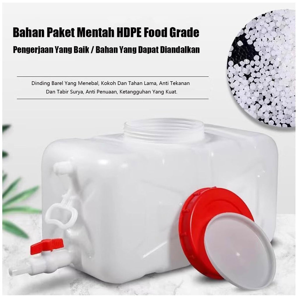 Plastic Water Tank 25L Food-Grade Rectangular with Faucet O492789