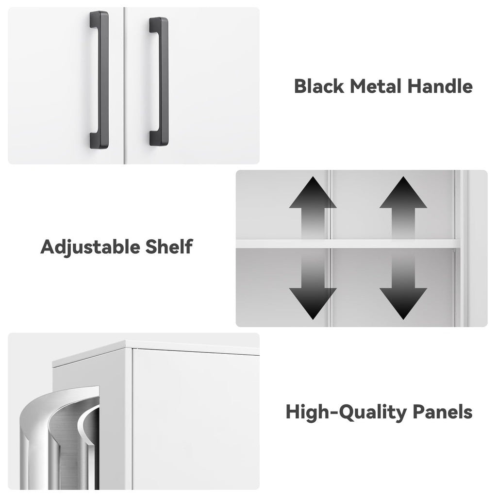 Lockable White Wall Cabinet with Adjustable Shelf Y2247