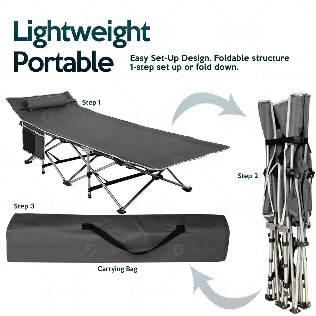Folding Lightweight Portable Heavy Duty Travel Cot with Large Pocket P5806