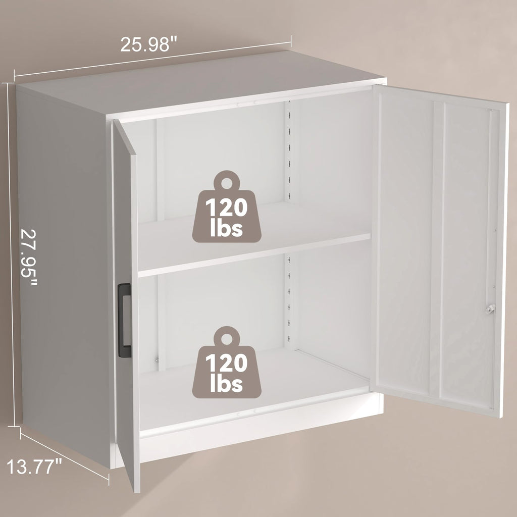 Lockable White Wall Cabinet with Adjustable Shelf Y2247