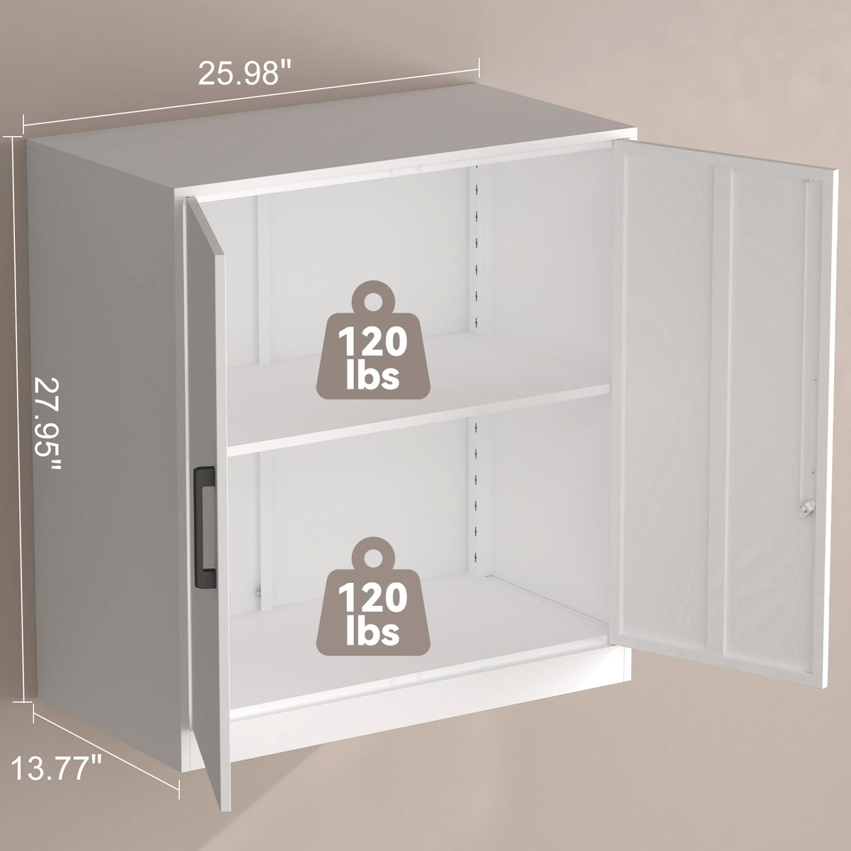 Lockable White Wall Cabinet with Adjustable Shelf Y2247