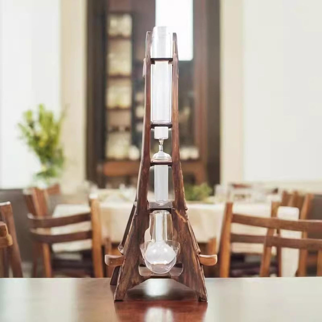 Ice Drip Coffee Maker with Wooden Frame and Glassware S90819