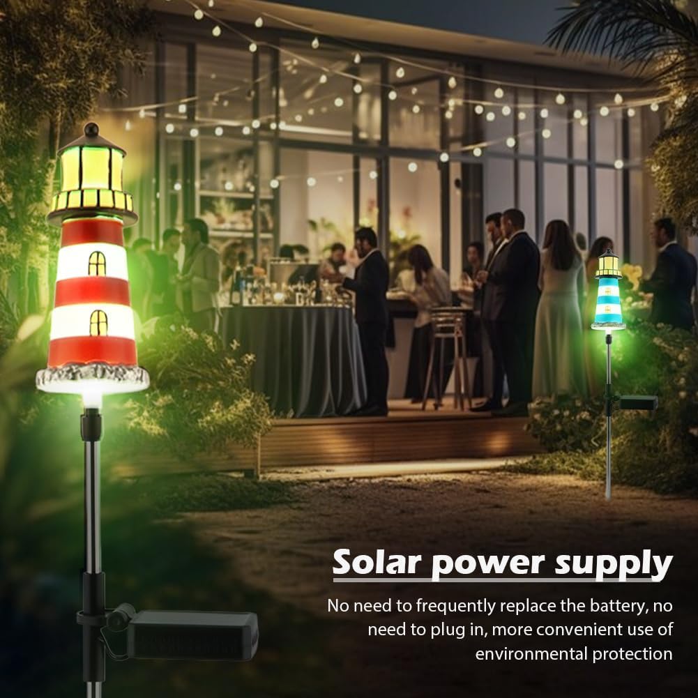 Solar Lighthouse, 2 PCS, 7 Colors Changing Q3354