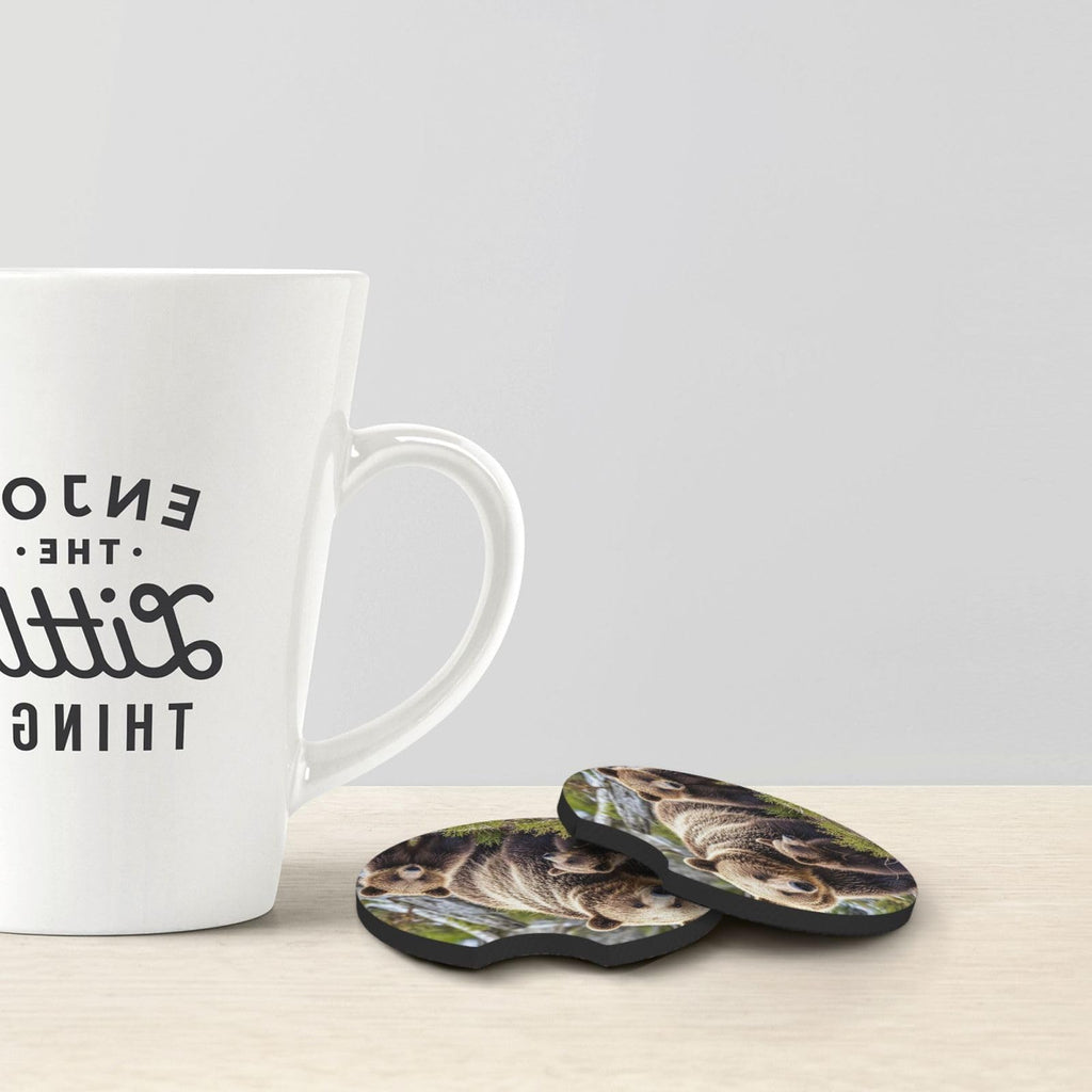 Black Drink Coasters with Metal Holder Set of 2 R23524